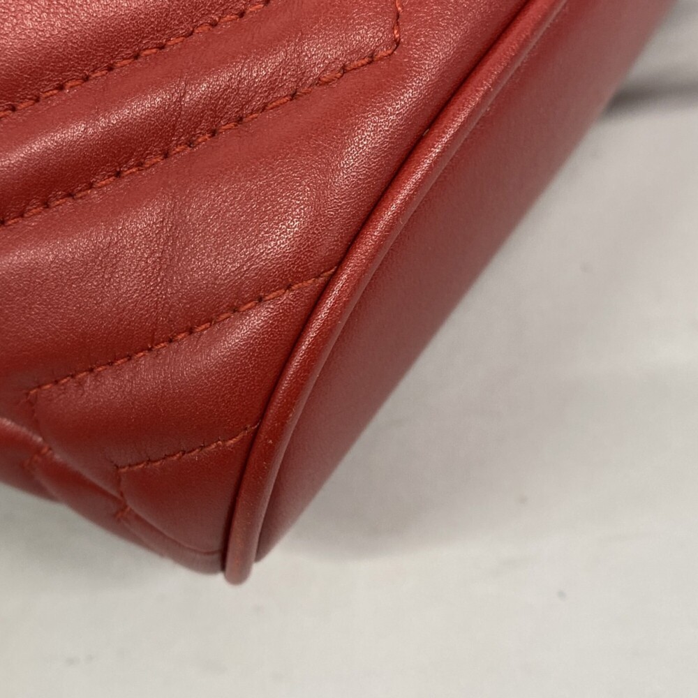 GUCCI Authentic Red Leather GG Marmont Backpack - Picture 10 of 12